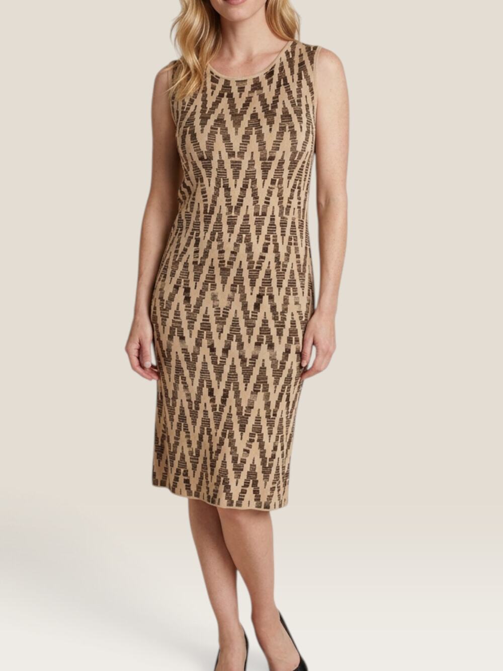 Vintage Y2K Jones New York Chevron Knit Sheath Midi Dress Sz S